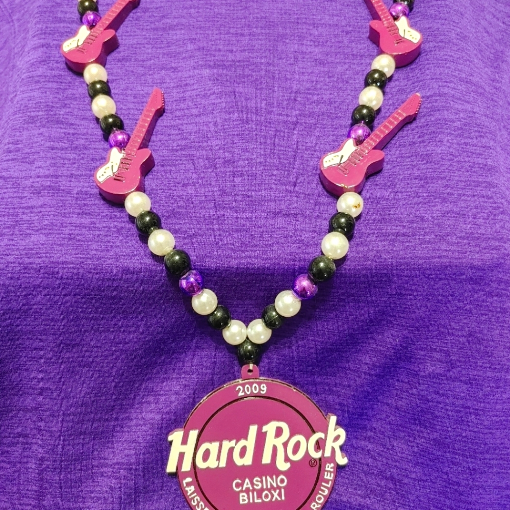 VINTAGE HARD ROCK MARDI GRAS SHIRT/NECKLACE